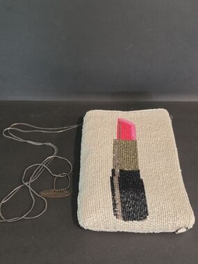 Mary Frances Beaded Lipstick Phone Crossbody - Pink Accent